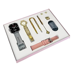 A58 Plus Smartwatch + Luxury Diamond Gift Set for Women | Complete 6-in-1 Combo